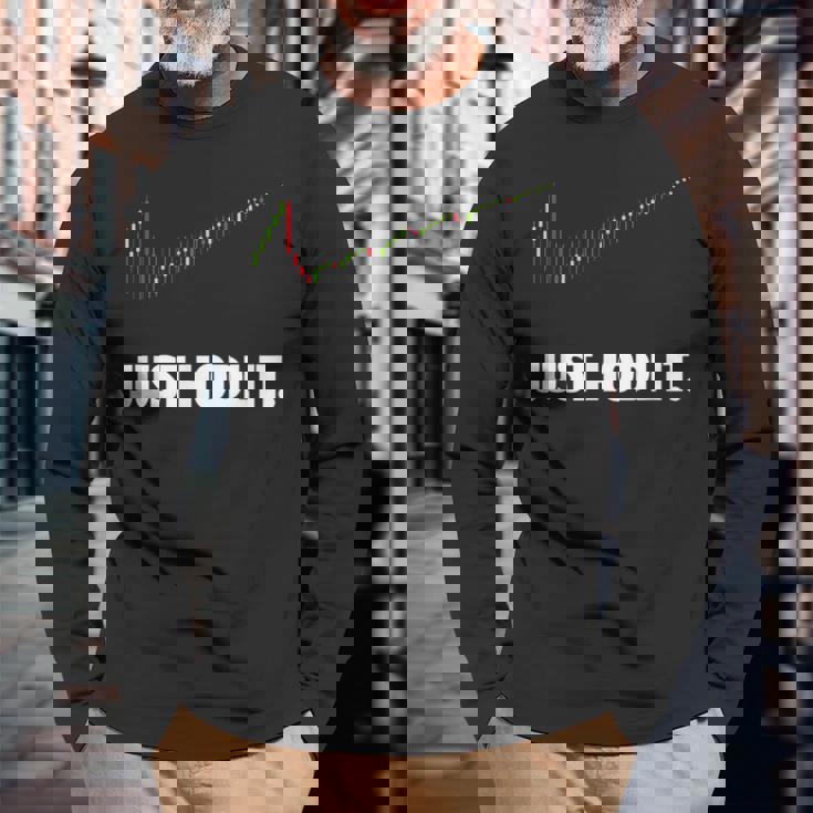 Just Hodl It、クリプトシャツ、暗号通貨、ビットコイン、ドッジ 長袖Tシャツ 高齢者への贈り物