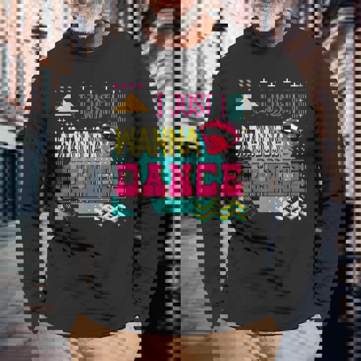I Just Wanna Dance Lovers ファニーダンシングファン レトロダンサー 長袖Tシャツ 高齢者への贈り物