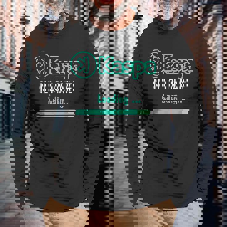 Kaspa 暗号通貨ミリオネア ローディング デジタルブルラン Kaspa Miner 長袖Tシャツ 高齢者への贈り物