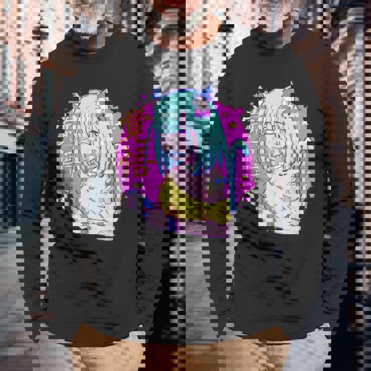 Kawaii Gamer ネコガール メンヘラ 美的パステル ゴス キュート 長袖Tシャツ 高齢者への贈り物