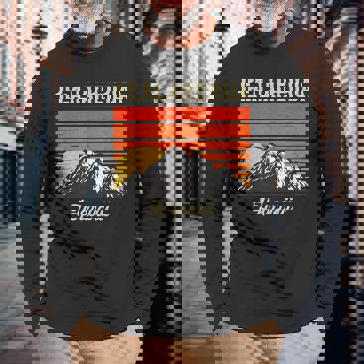 Kealakekua ハワイ レトロ ハワイアンアイランド 長袖Tシャツ 高齢者への贈り物