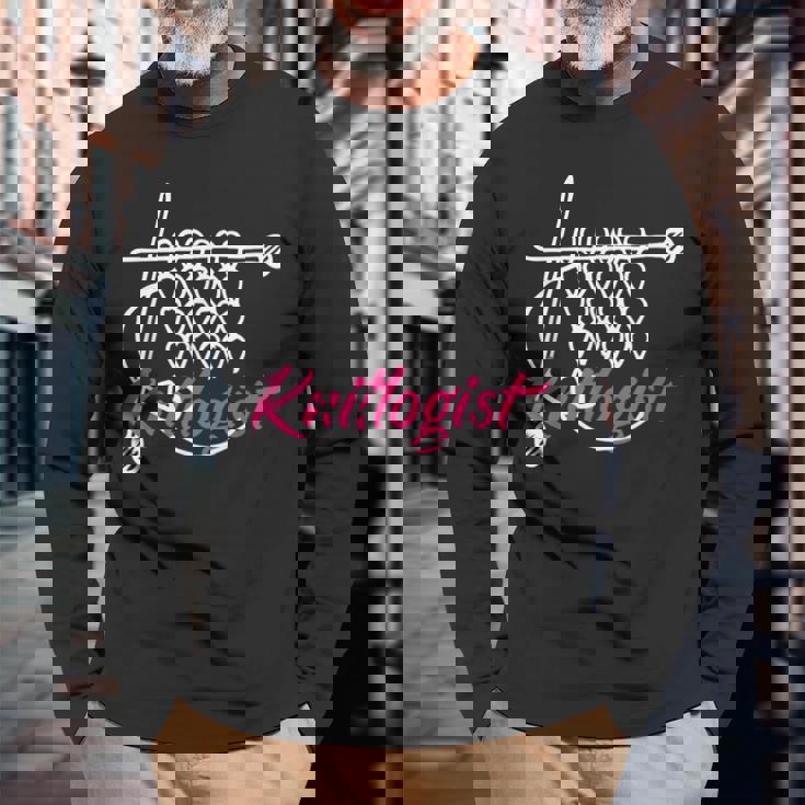 Knitlogist おもしろ編み物 長袖Tシャツ 高齢者への贈り物