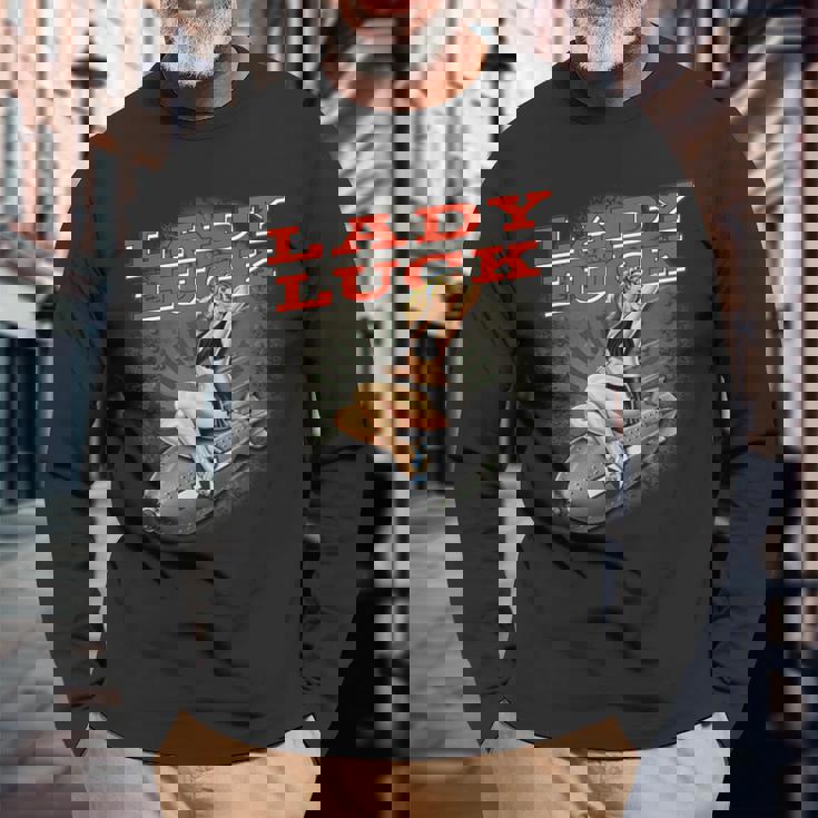 Lady Luckuper Nice Bomber ノーズアートtシャツ 長袖Tシャツ 高齢者への贈り物