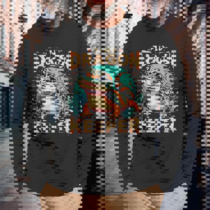 Leopard Gecko Crested Lizard Reptiles Lovers 長袖Tシャツ 高齢者への贈り物