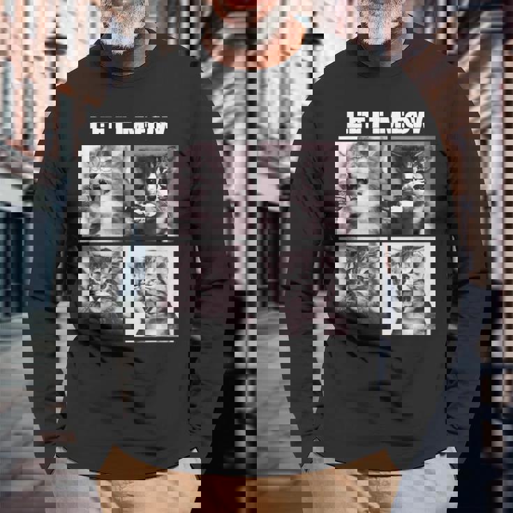 Let It Meow 面白い猫子猫の歌うギフト 長袖Tシャツ 高齢者への贈り物