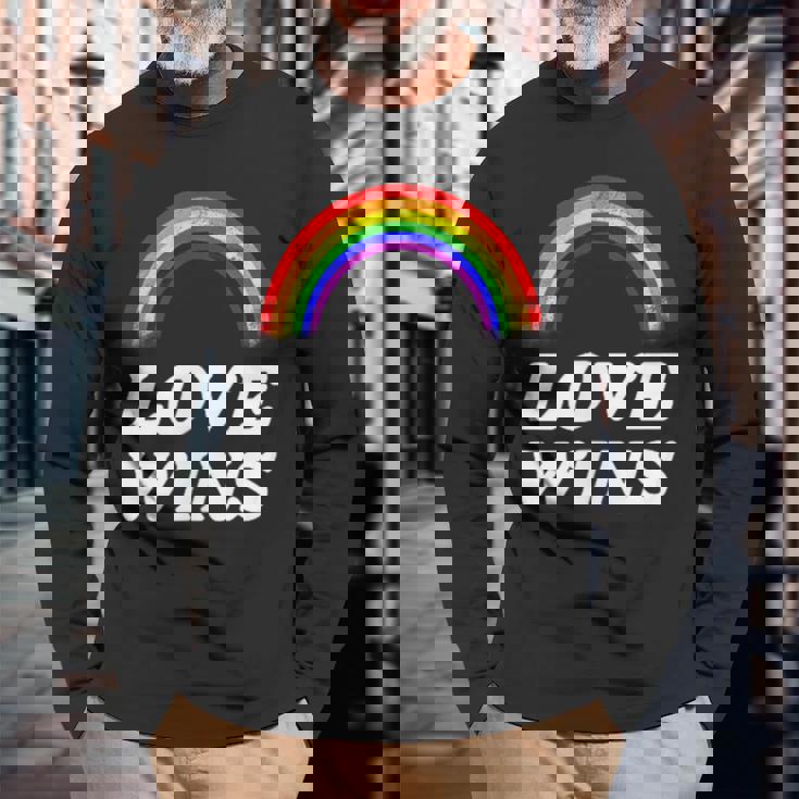 Lgbt フラッグ プライド ポケット レインボー Love Wins パーティー レインボー 長袖Tシャツ 高齢者への贈り物