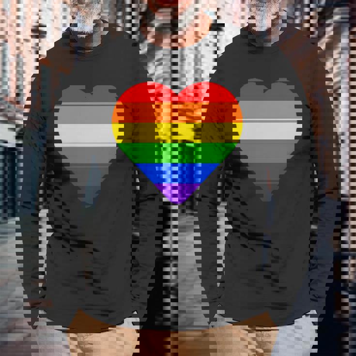 Lgbt レインボー・ハート・フラッグ ゲイ・バイ・ラブ・プライド月間 Lgbtq 長袖Tシャツ 高齢者への贈り物