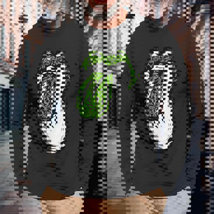 Lickmoke ウィードリーフパターン マリファナ420 大麻ポットギフト 長袖Tシャツ 高齢者への贈り物