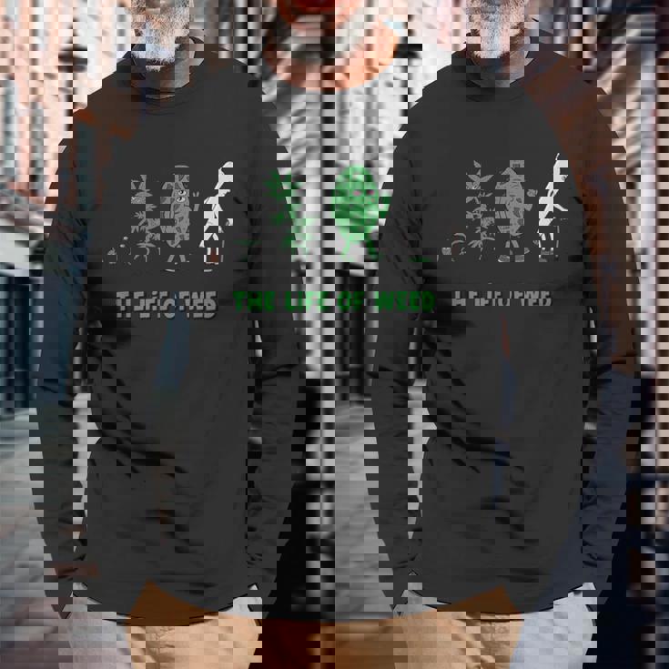 Life Of Weed マリファナ 大麻の引用句 長袖Tシャツ 高齢者への贈り物