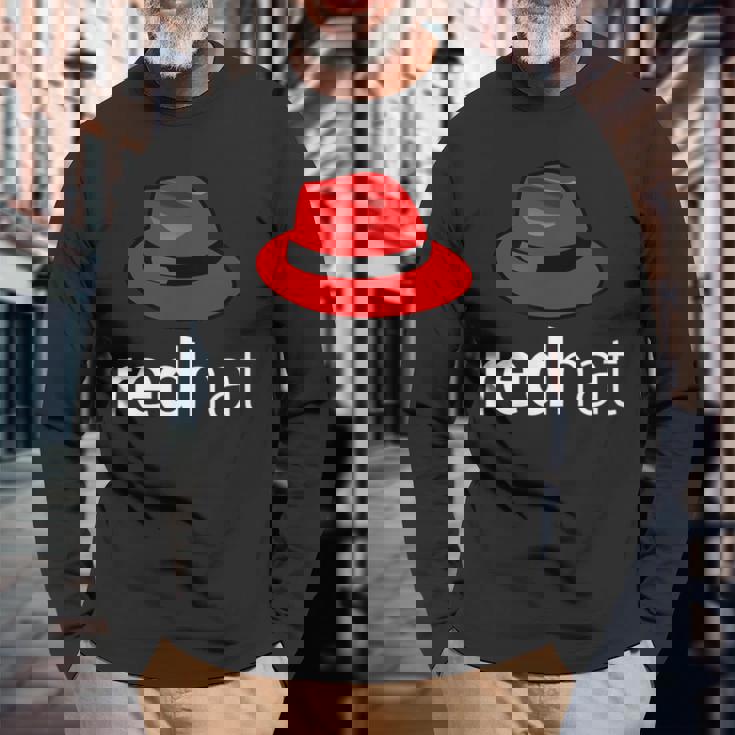 Linuxレッドハット愛好家tシャツペンギンタックスオープンソースos 長袖Tシャツ 高齢者への贈り物