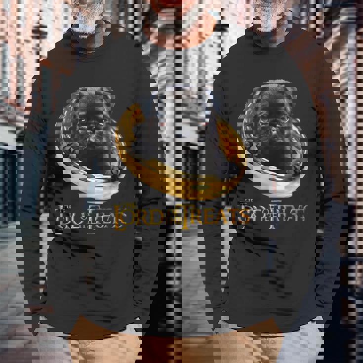 Lord Of The Treats 御馳走の主-クリスマスのための面白い黒いパグ犬 長袖Tシャツ 高齢者への贈り物