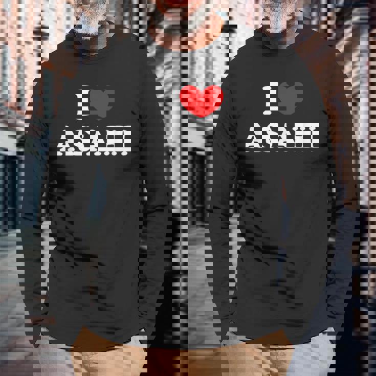 I Love Asahi 私は愛する Asahi 長袖Tシャツ 高齢者への贈り物