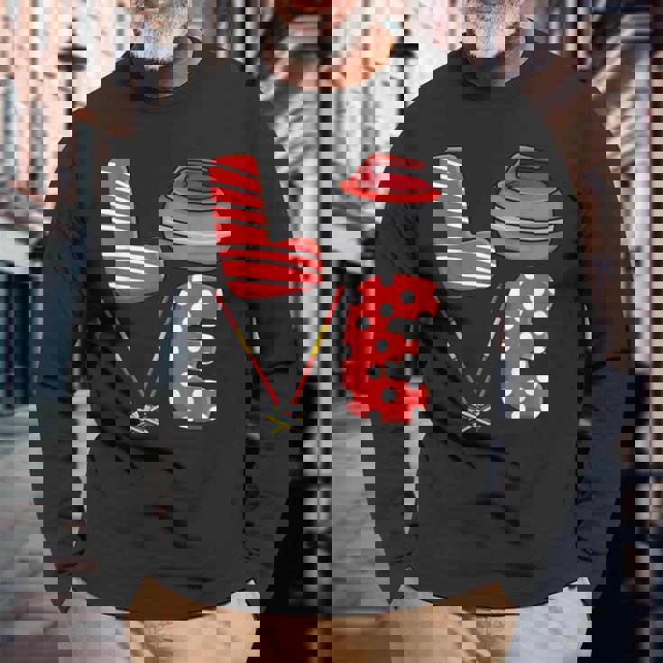 Love Curling ほうき スクワッド カーラー カーリング バレンタインデー 長袖Tシャツ 高齢者への贈り物