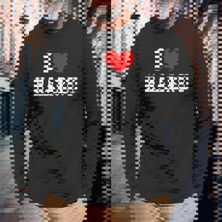 I Love Haru 私は愛する Haru 長袖Tシャツ 高齢者への贈り物