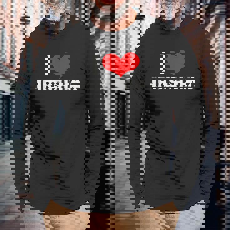 I Love Hiroshima 愛 ハート 広島 広島県 日本 お土産 かわいい おしゃれ 長袖Tシャツ 高齢者への贈り物