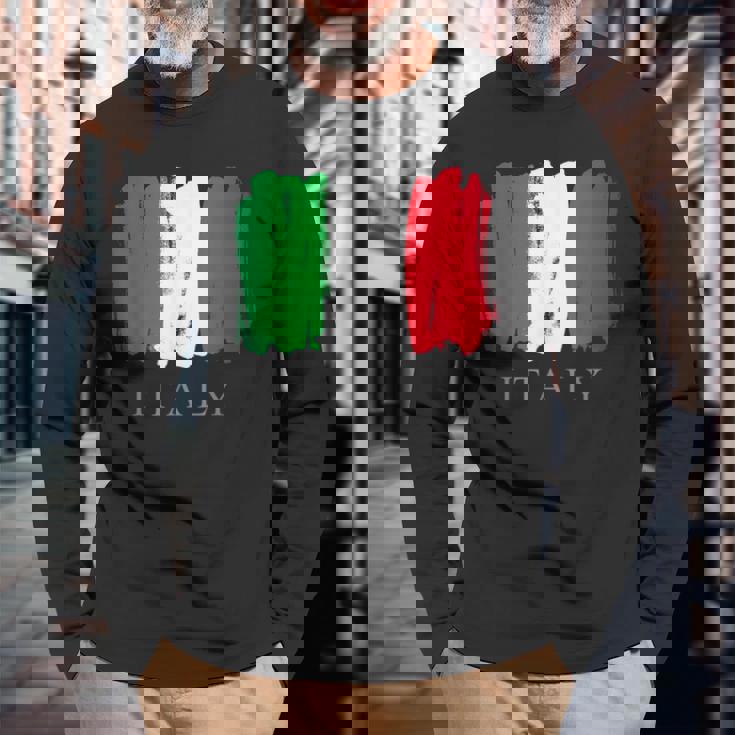 I Love Italy 、クールでキュートなイタリア国旗グラフィックデザイン 長袖Tシャツ 高齢者への贈り物