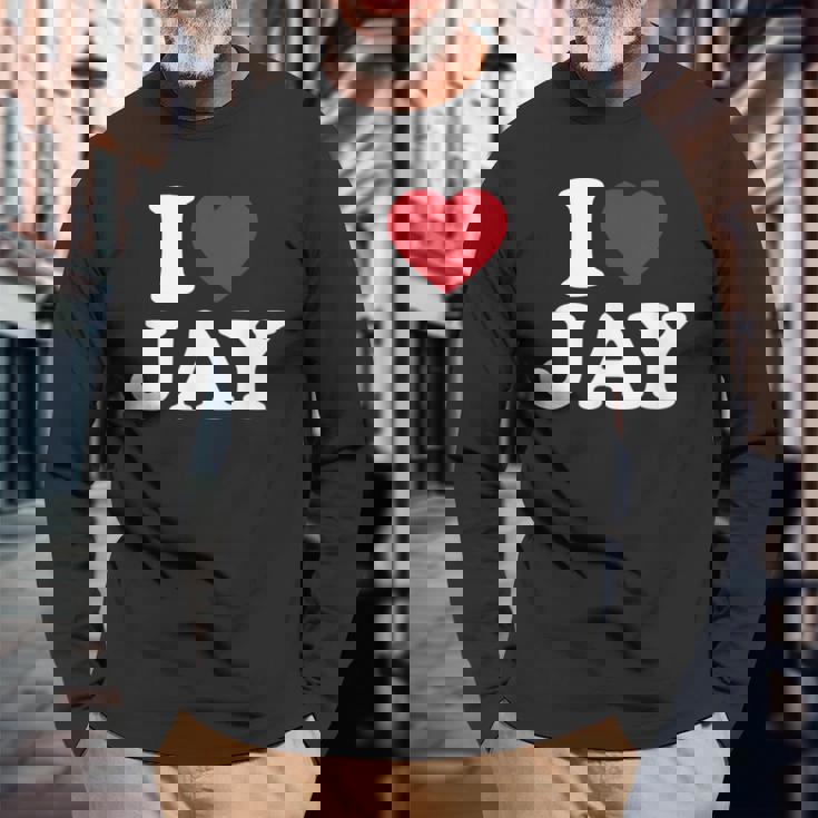 I Love Jay I Heart Jay レッドハート 長袖Tシャツ 高齢者への贈り物