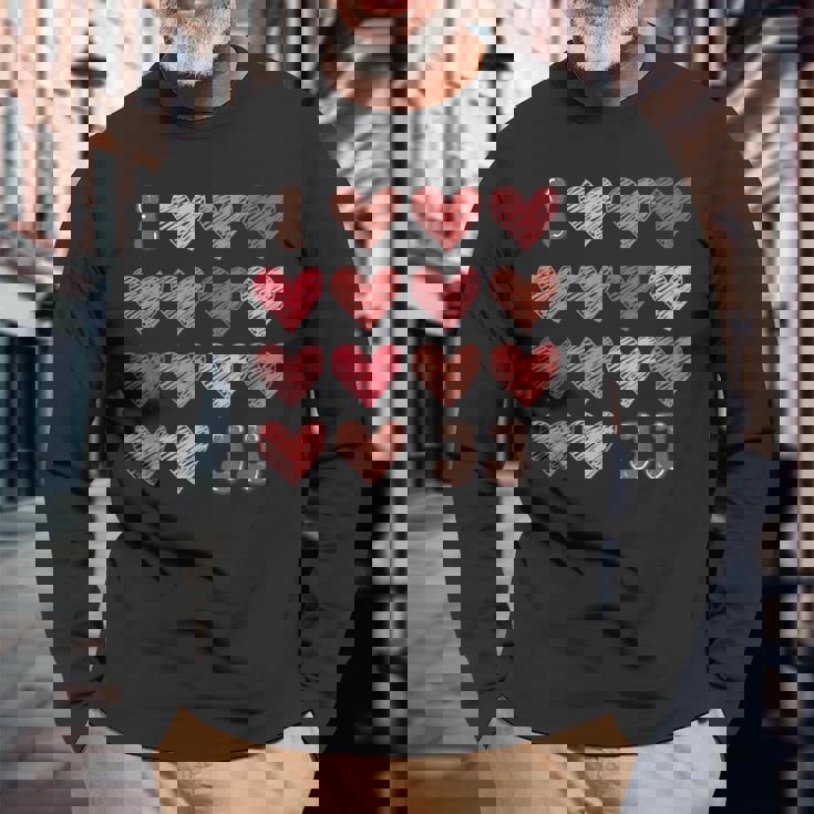 I Love Jj シャツ ハート グルービー パーソナライズ Jj 長袖Tシャツ 高齢者への贈り物