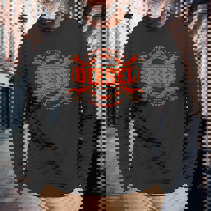 I Love Themell Of Diesel 車 メカニックオートサービスマン 長袖Tシャツ 高齢者への贈り物