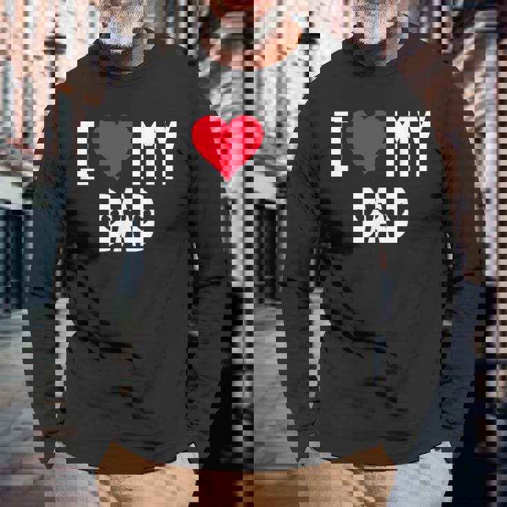 I Love My Dad シャツ I Heart Dad Love Dad 長袖Tシャツ 高齢者への贈り物