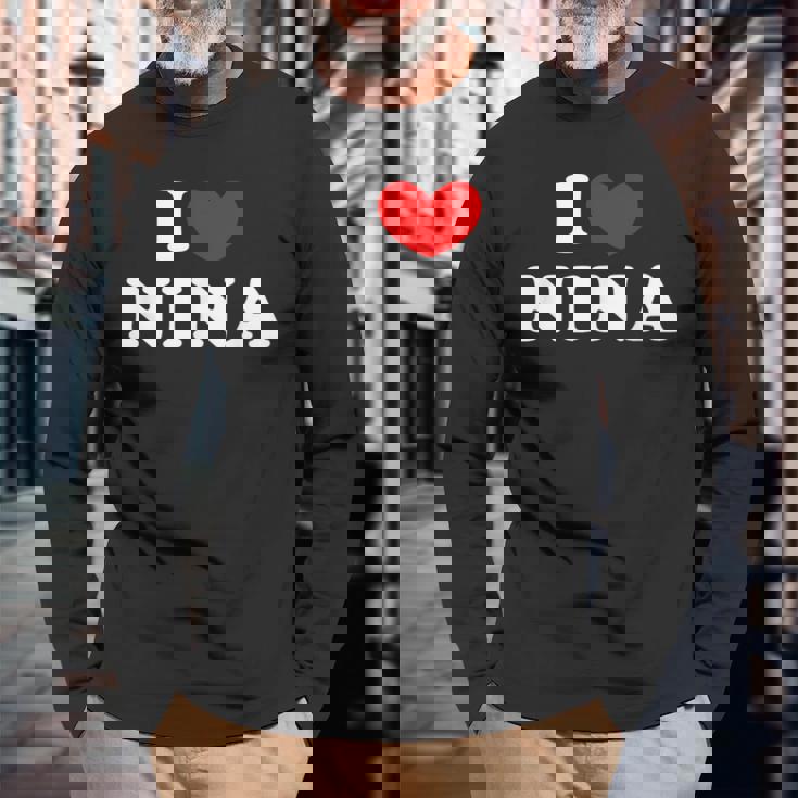 I Love Nina 私は愛する Nina 長袖Tシャツ 高齢者への贈り物