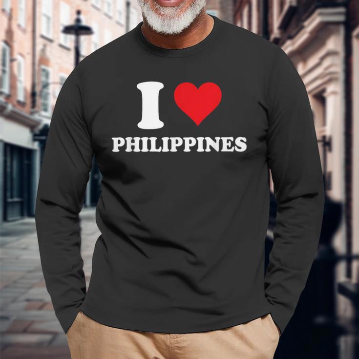 I Love Philippines Coeur Cadeau Philippin Philippine T-shirt à manches longues Cadeaux pour les vieillards