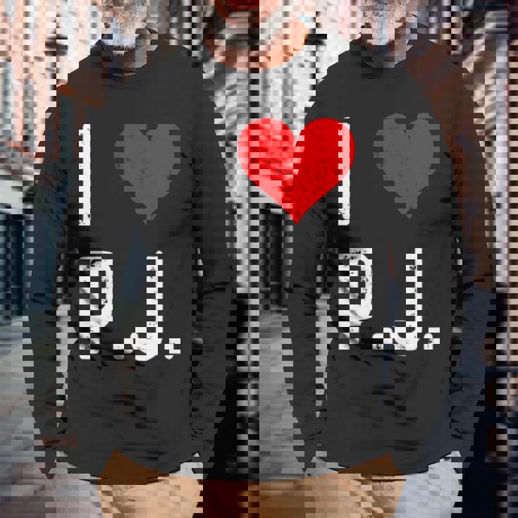 I Love Pj PJ ハート アンティーク調 長袖tシャツ 長袖Tシャツ 高齢者への贈り物