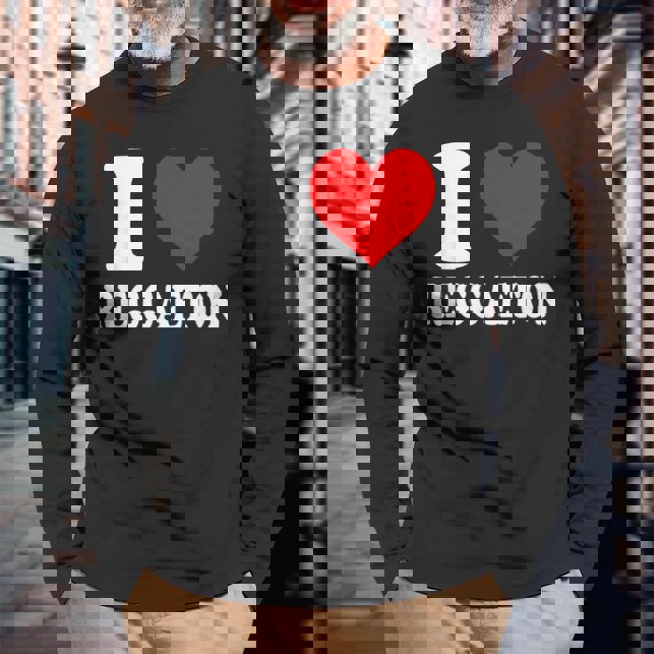 I Love Reggaeton Music 長袖Tシャツ 高齢者への贈り物