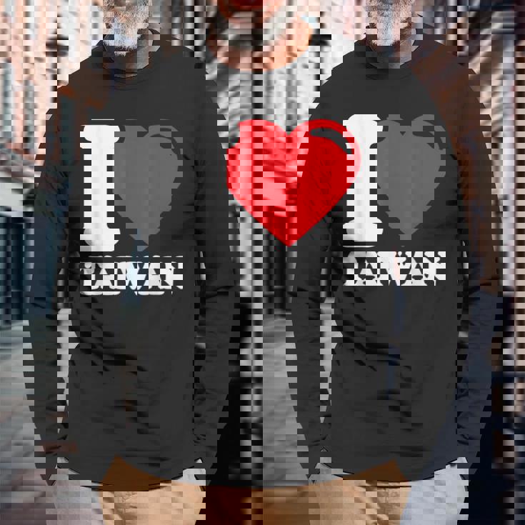 I Love Taiwan 台北国旗 ハートトラベル 台湾製品 長袖Tシャツ 高齢者への贈り物