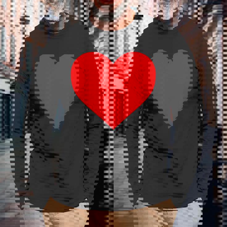 I Love You レッドハート バレンタインデー 絵文字 長袖Tシャツ 高齢者への贈り物