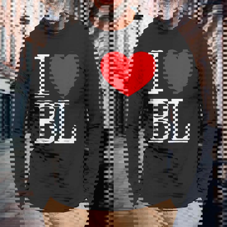 I Love ハート Bl 長袖Tシャツ 高齢者への贈り物