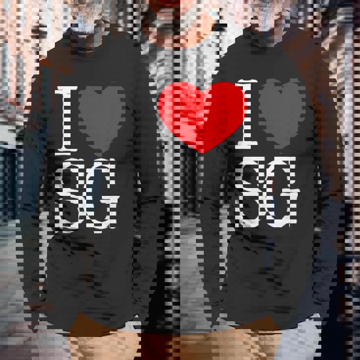 I Love ハートg 長袖Tシャツ 高齢者への贈り物