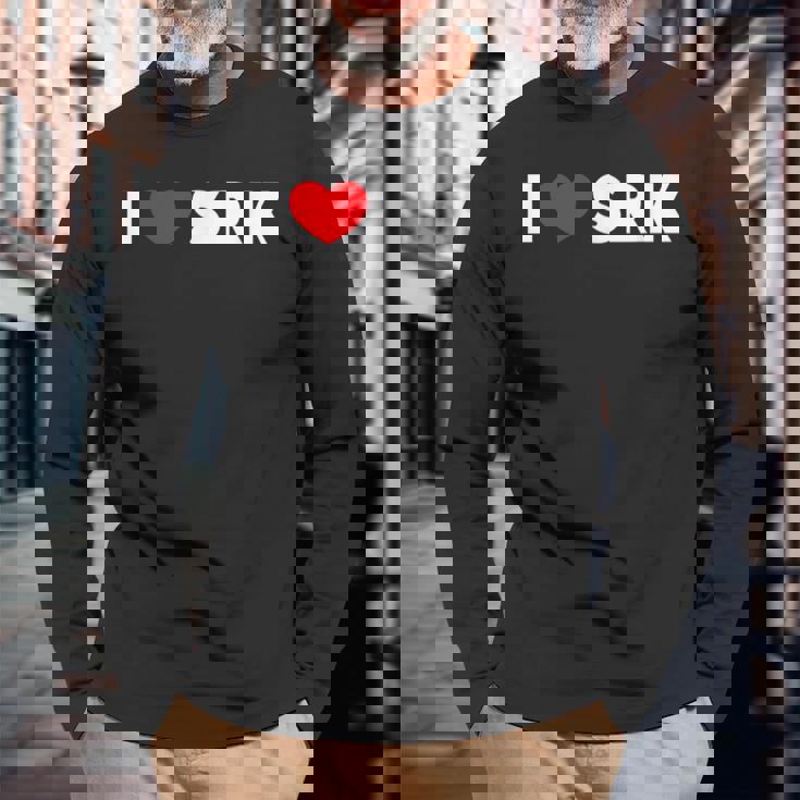 I Love ハートrk 長袖Tシャツ 高齢者への贈り物