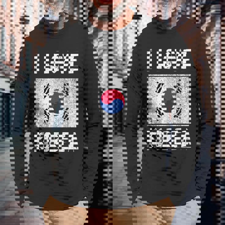 I Love 韓国 韓国 家族 旅行 お土産 長袖Tシャツ 高齢者への贈り物