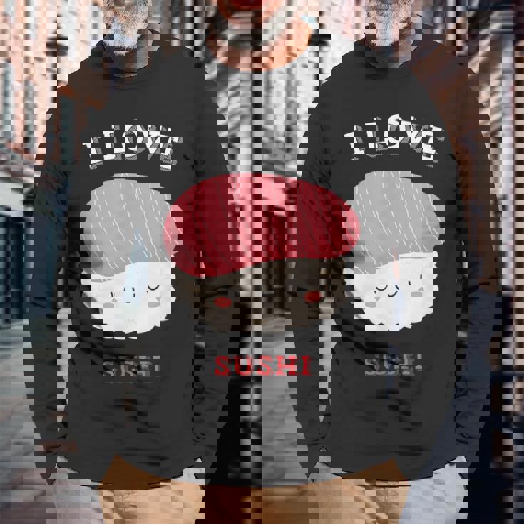 I Loveushi I Loveushi Japan Food 巻にぎり魚 長袖Tシャツ 高齢者への贈り物
