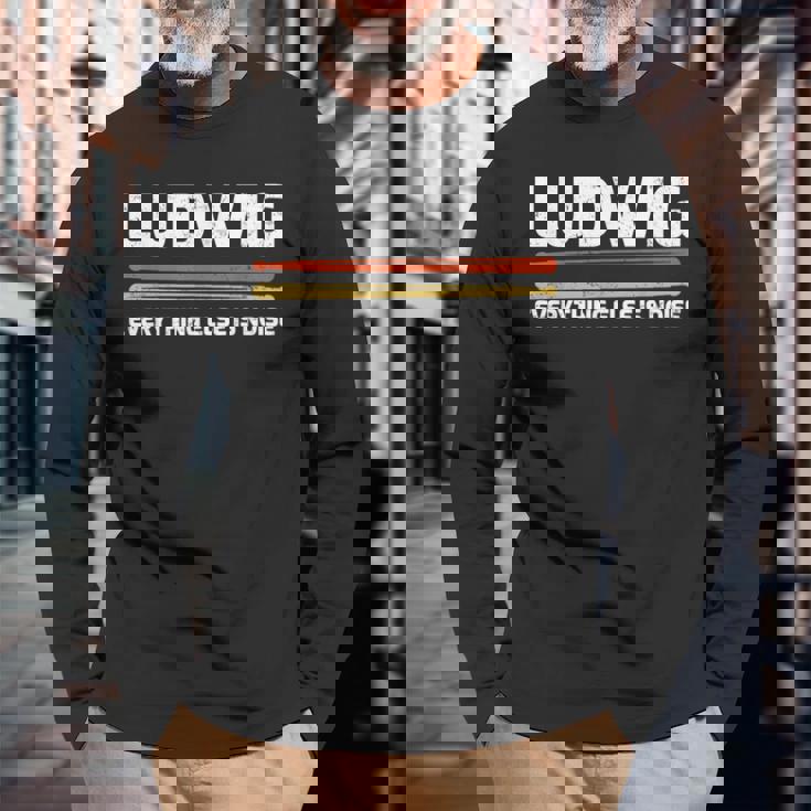Ludwig Everything Else Is Noise クラシック音楽ドラムスティック 長袖Tシャツ 高齢者への贈り物