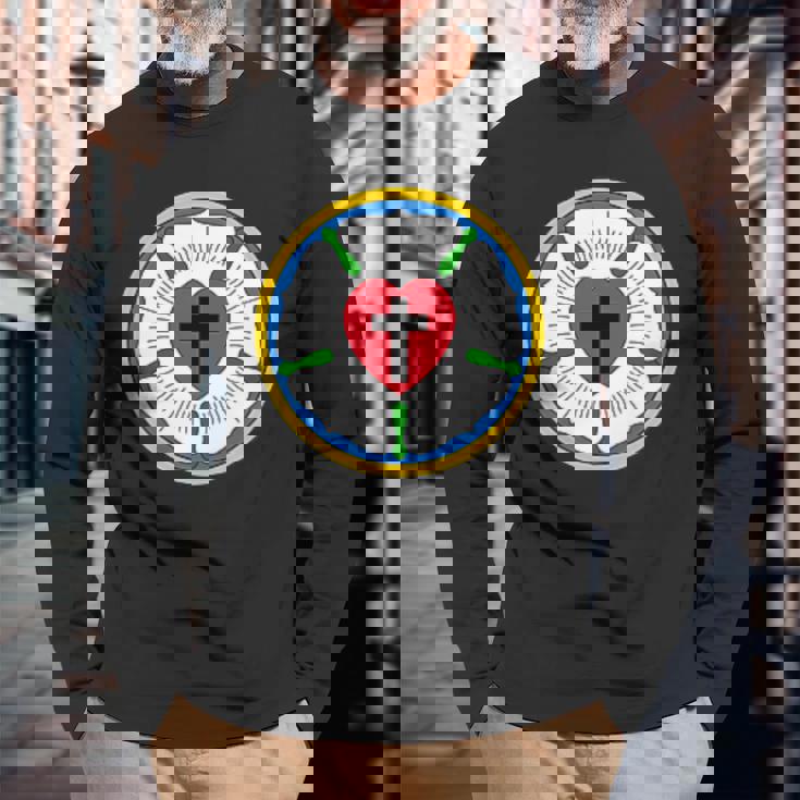 Lutheran Church Luther Roseeal ロゴ エンブレム 長袖Tシャツ 高齢者への贈り物