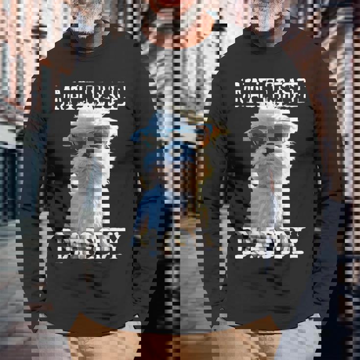 Maltese Daddyマルチーズ お父さん 犬 お父さん 父の日 お父さん スウィート・マルチーズ 長袖Tシャツ 高齢者への贈り物