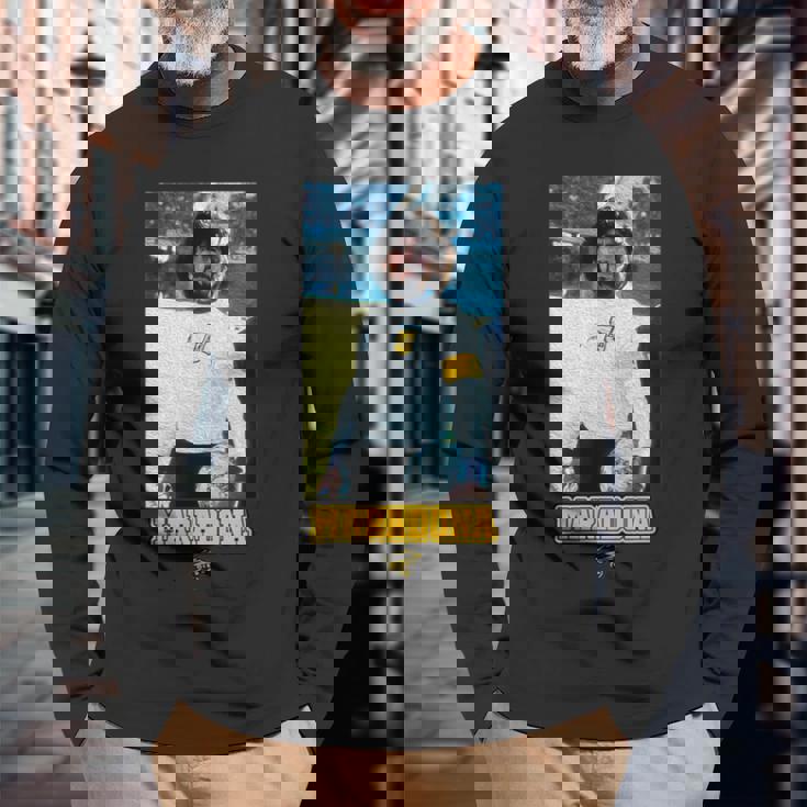 Maradona アルゼンチンヒゲ 長袖Tシャツ 高齢者への贈り物