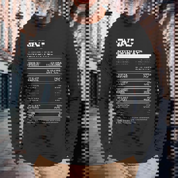 Mayu 栄養成分表示 長袖Tシャツ 高齢者への贈り物