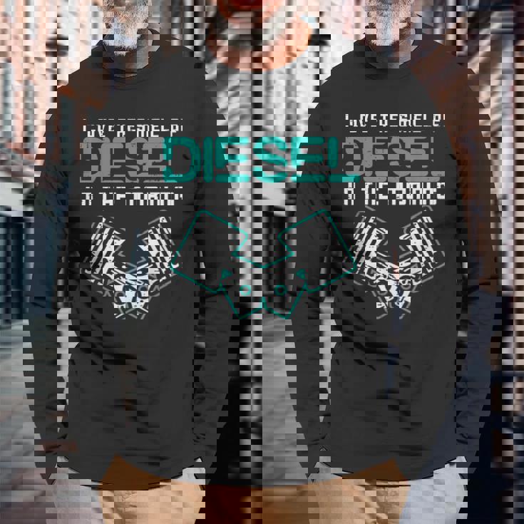 Mechanic Lovemell Of Diesel In Morning Car Auto メンズ 長袖Tシャツ 高齢者への贈り物