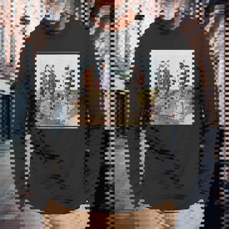 The Meeting Bonjour Monsieur Courbet ギュスターヴ・クールベ作 長袖Tシャツ 高齢者への贈り物