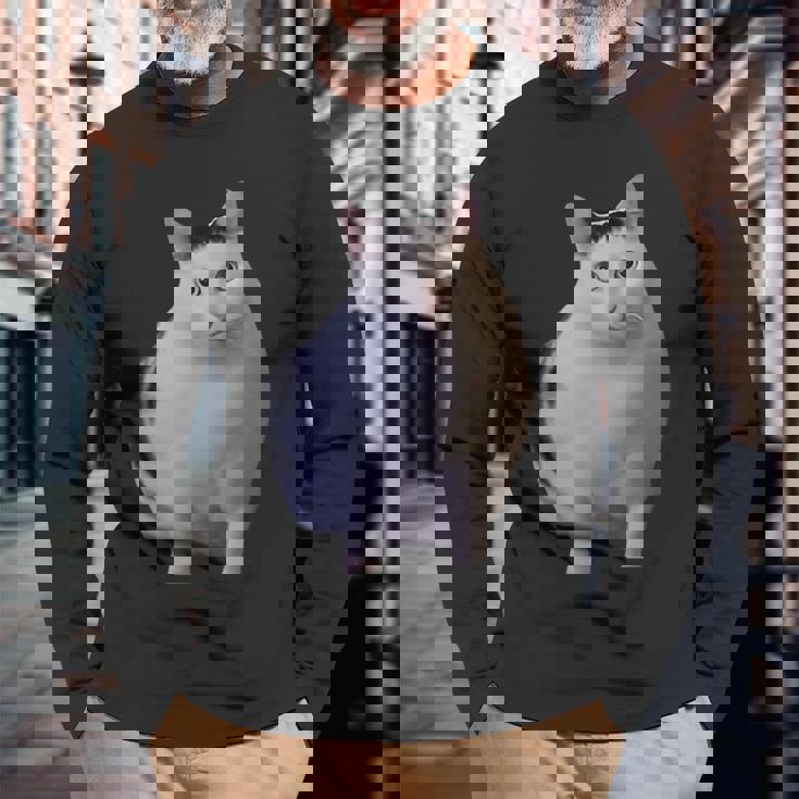 Meme Huh Catミームハァキャット面白い 長袖Tシャツ 高齢者への贈り物