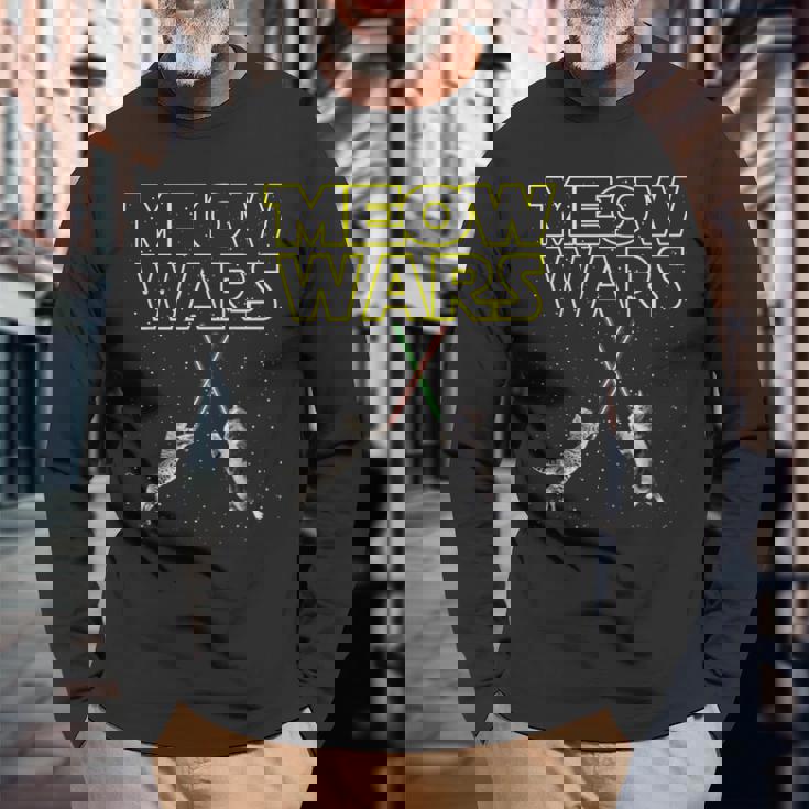 Meow Wars 猫シャツ 猫好きへの面白いギフト 長袖Tシャツ 高齢者への贈り物