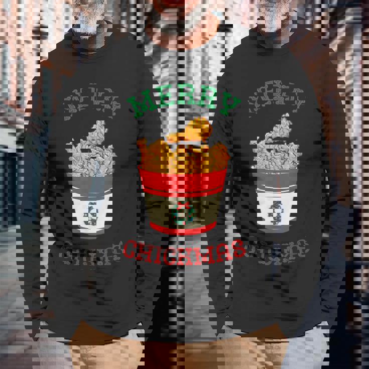 Merry Chickmas フライドチキン 面白い クリスマス フライドチキン 長袖Tシャツ 高齢者への贈り物