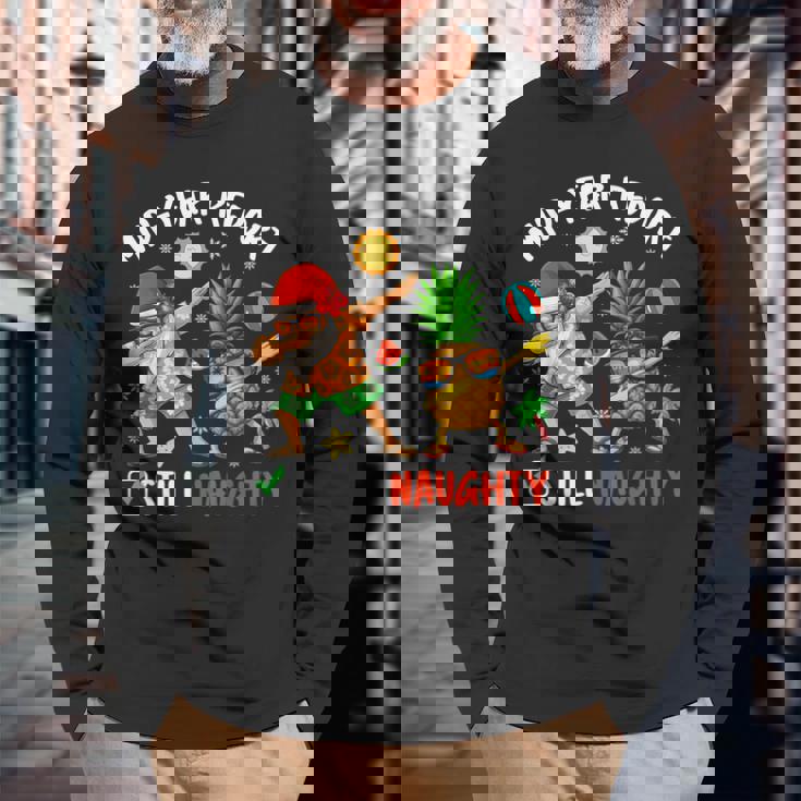 Mid-Year Report Still Naughty Xmas In July Dabbing Santa Long Sleeve T-Shirt Gifts for Old Men