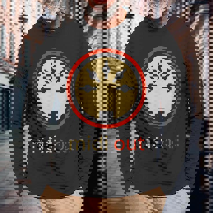 Midi Out 5極 Din オーディオシンセサイザー ヴィンテージステレオ 長袖Tシャツ 高齢者への贈り物