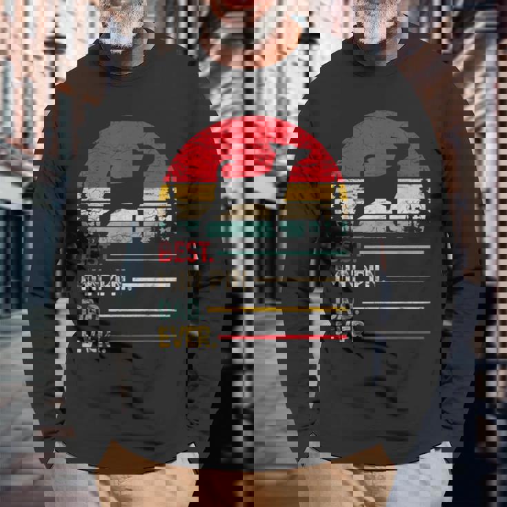 Miniature Pinscher Best Dad Ever Dogintage Retro Men Maglietta a maniche lunghe Regalos para ancianos