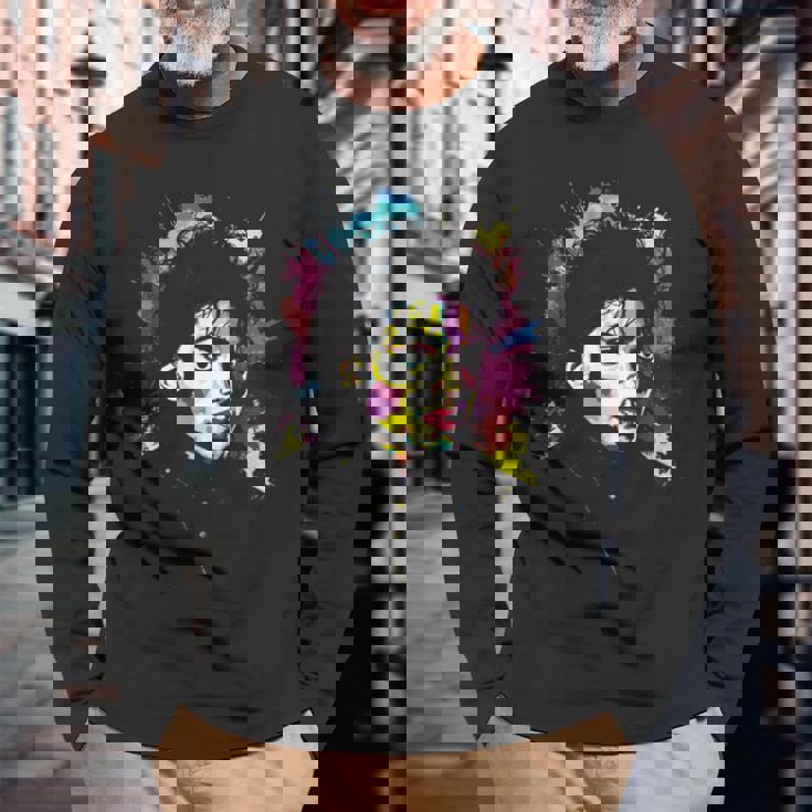 Mj Bad World 白黒スプラッター 長袖Tシャツ 高齢者への贈り物