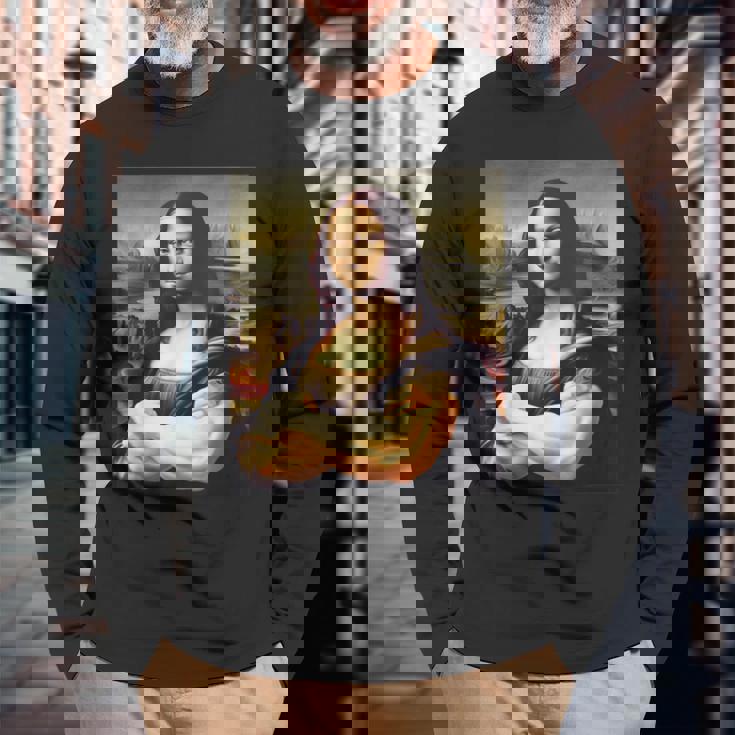 Mona Lisa Bodybuilding Mona Lisa Muscle Gym Workout 長袖Tシャツ 高齢者への贈り物